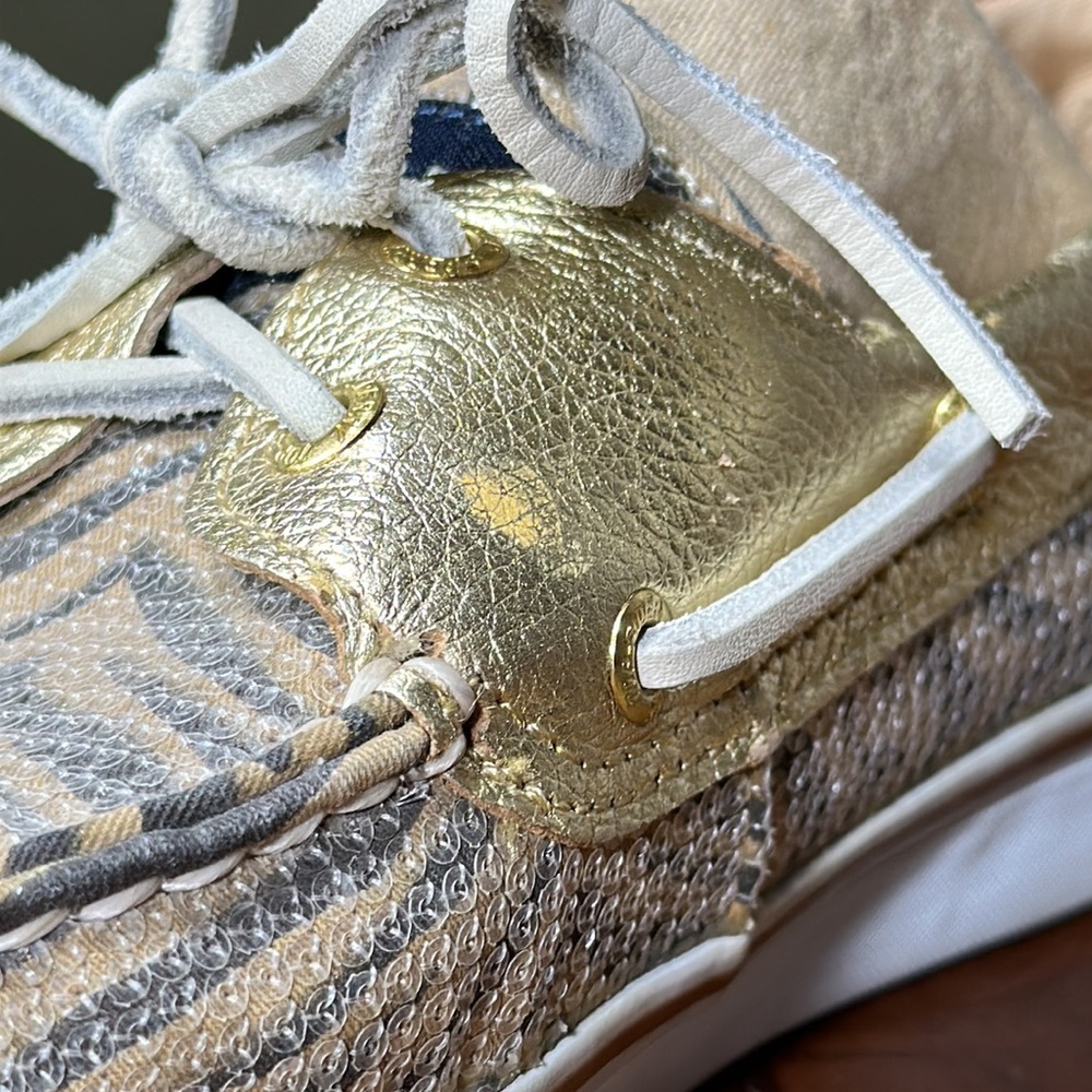 SPERRY Women’s Bahama Gold/Brn Zebra Sequins - Picture 11 of 16